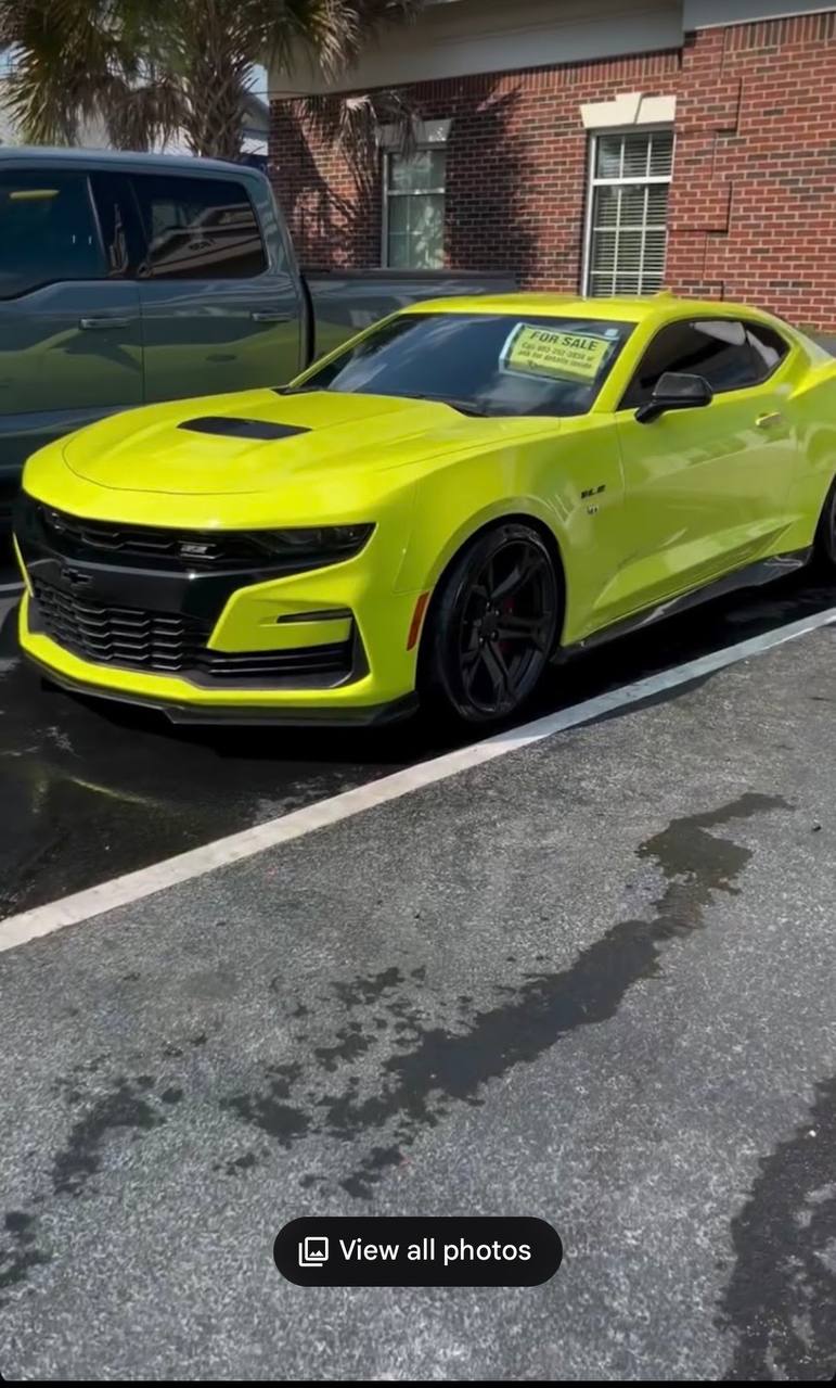 Neon yellow Camaro SS, freshly detailed