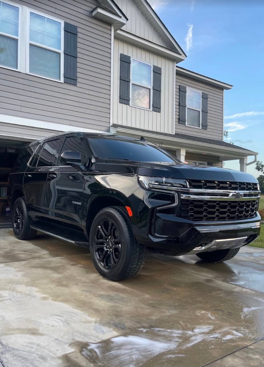 Black Chevy Tahoe, mirror shine finish